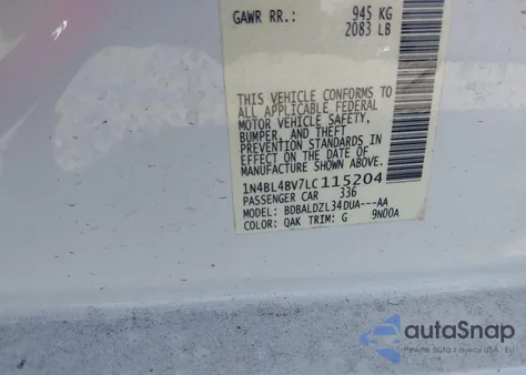 2020 Nissan Altima S Fwd from USA, damaged, VIN 1N4BL4BV7LC115204